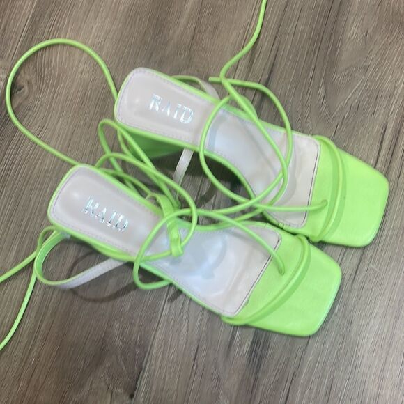 ASOS Raid Gorgeous lime green lace up sandals - Picture 7 of 8